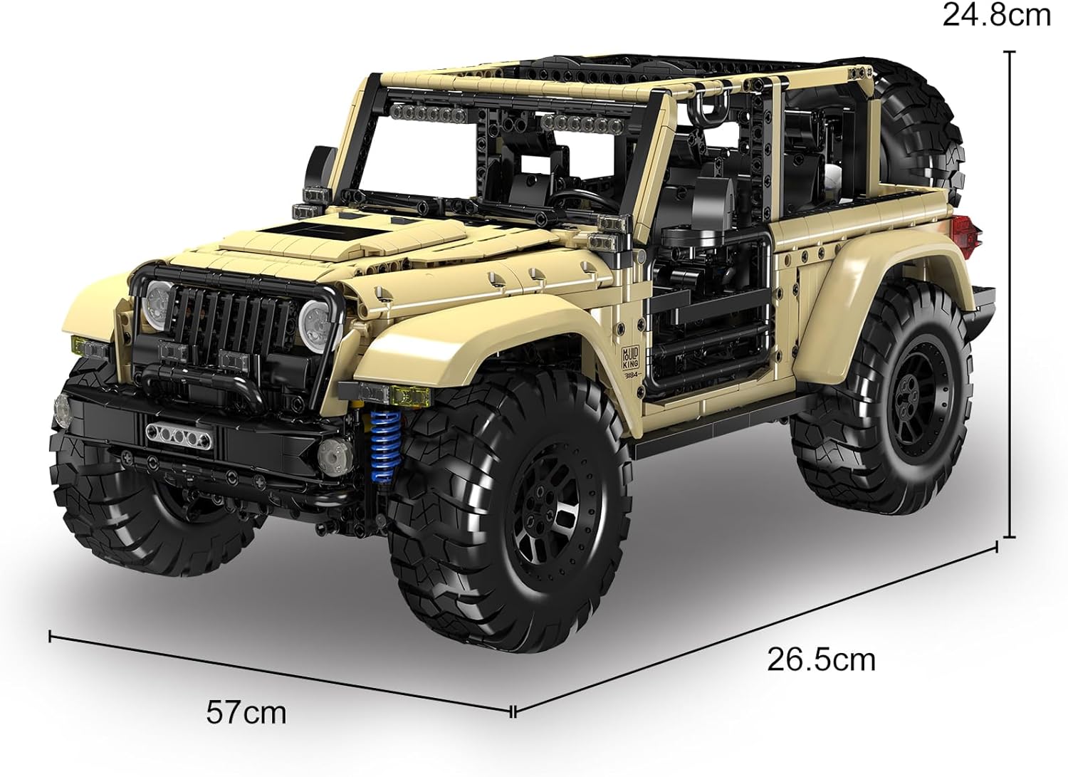 Technik JEEP Wranler Geländewagen Ferngesteuert, 1:6 Scale Offroader Modell mit 7 Motoren, 3621 Teile Pneumatisch SUV Auto Klemmbausteine Bausatz für LEGO Technik