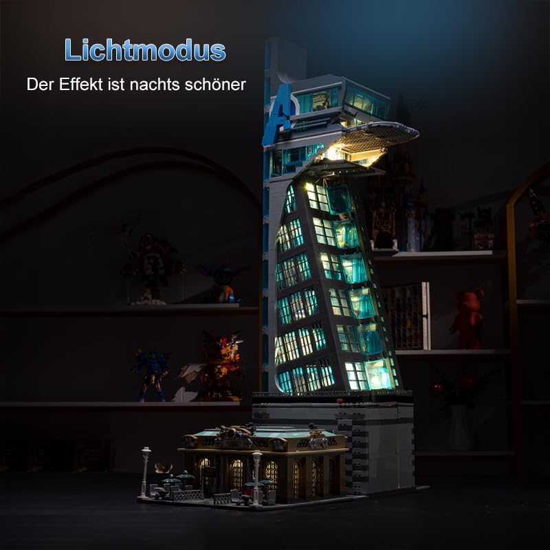 Hero Tower Film Haus Bausteine mit LED-Licht und Box, Architecture Modular Buildings Set für Erwachsene, Technik Klemmbausteine(5883 Teilen)