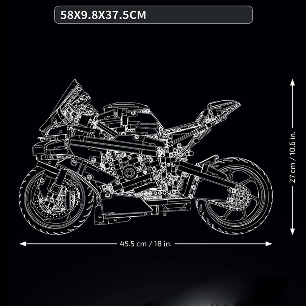 Technik Motorrad für BMW Motorrad Modell, 1920 Teile Technic Motorrad Supermotorrad Modellbausatz Kompatibel mit Lego Technik Motorrad