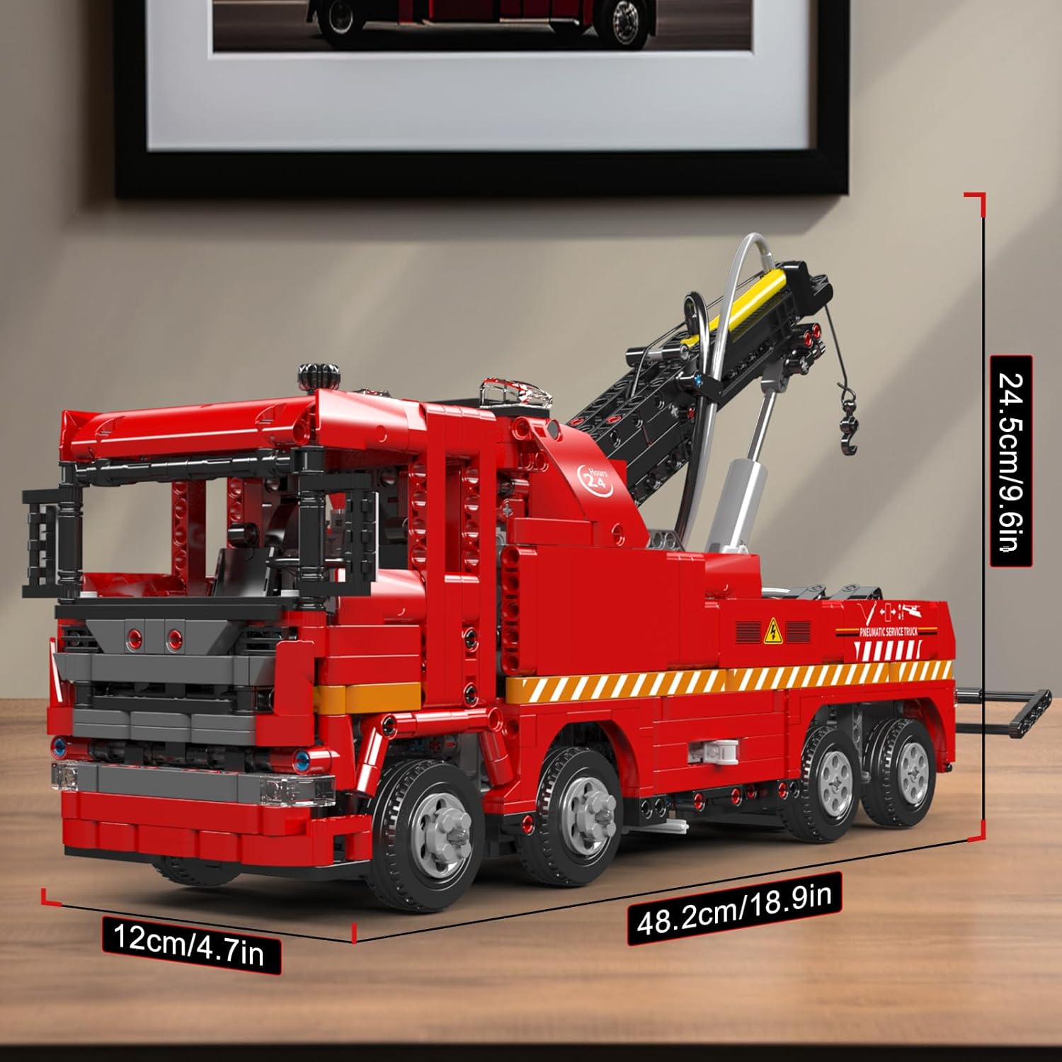 Technik Scania Rettungsfahrzeug, 19017 Pneumatik Truck, MOC LKW mit Kran KIemmbausteine (1653 Teile)