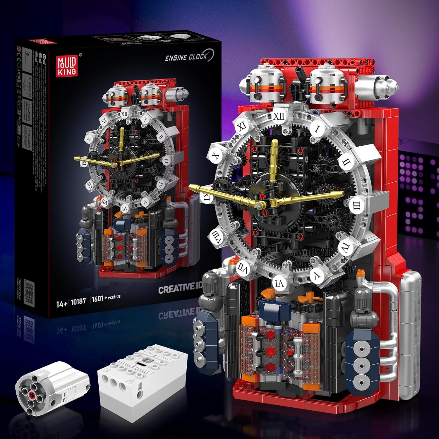Technik Cyberpunk-Uhren Set, 1601 Teile kreative MOC Uhren Modellbausteine für Erwachsene