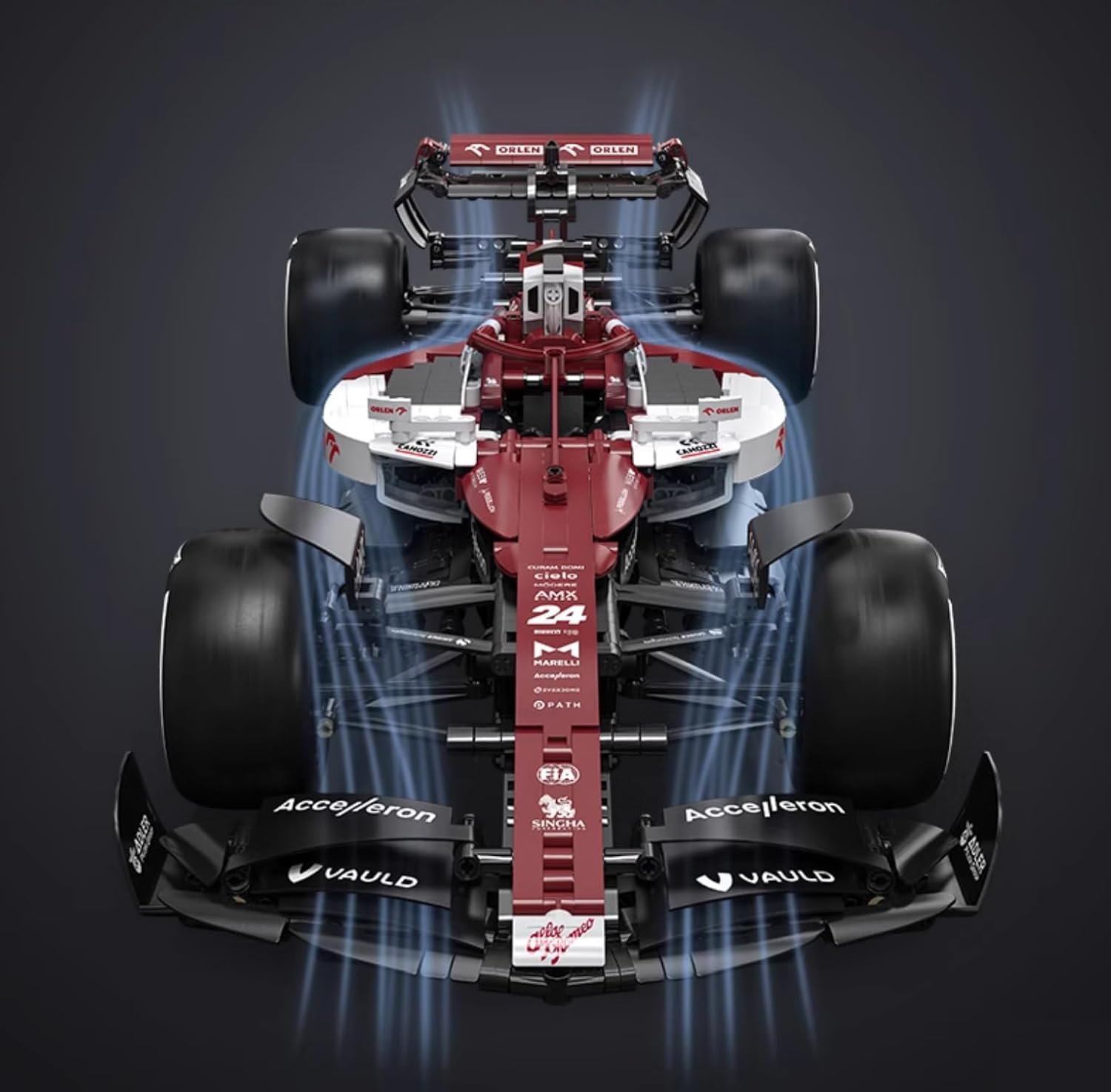 Technik F1 Auto für Alfa Romeo F1 Team Orlen C42 2022, 1:8 Groß F1 Auto Modellbausatz, 1868 Teile Klemmbausteine F1 Auto MOC Bausatz, CaDA C64005W