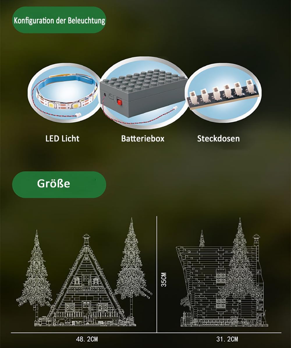 Weihnachtshaus für Lego Weihnachten 2023, Waldhaus Modell Klemmbausteine Bauset Kompatibel mit Lego Weihnachten Haus 2023