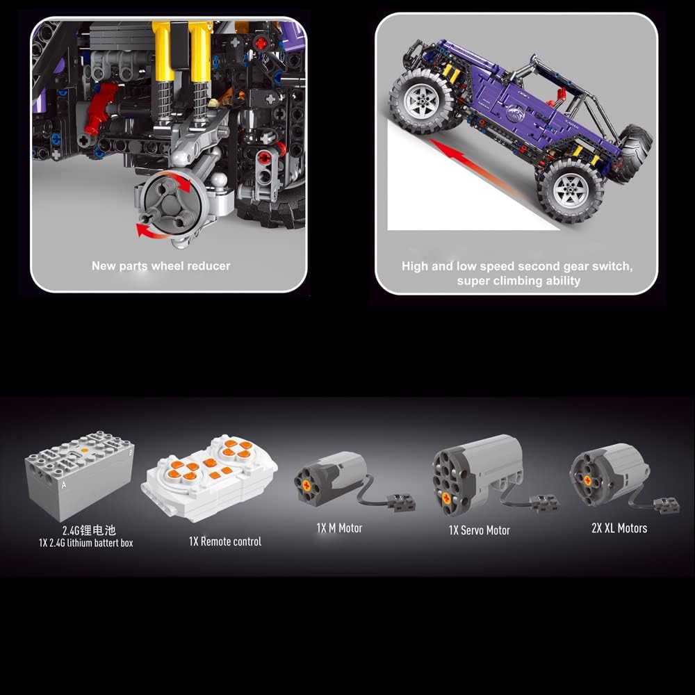 Technik Offroad für Jeep Wrangler Rubicon, 2680 Teile Technik Geländewagen Motorisierte Modell, Technik Ferngesteuert Auto Custom Bausteine Kompatibel mit Lego Technik