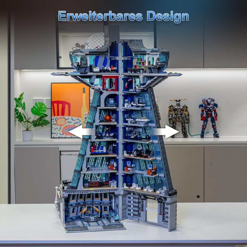 Hero Tower Film Haus Bausteine mit LED-Licht und Box, Architecture Modular Buildings Set für Erwachsene, Technik Klemmbausteine(5883 Teilen)