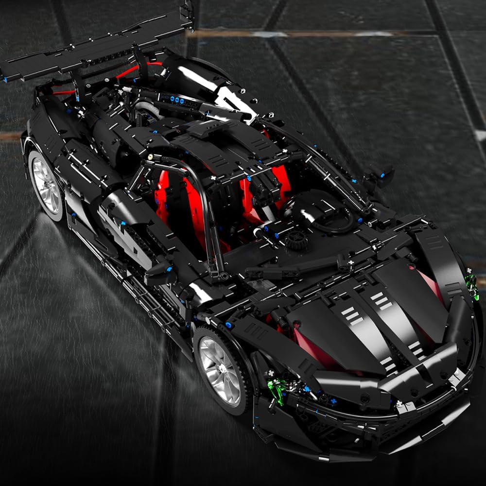 Technik 1:8 Mclaren P1 Black Warrior Sportwagen Klemmbausteine Bausatz mit 9 Motor, 3686 Teile Groß MOC Supercar Bausteine, Realistische Rennmodell-Sammlerstücke, Spielzeug Geschenke für Erwachsene