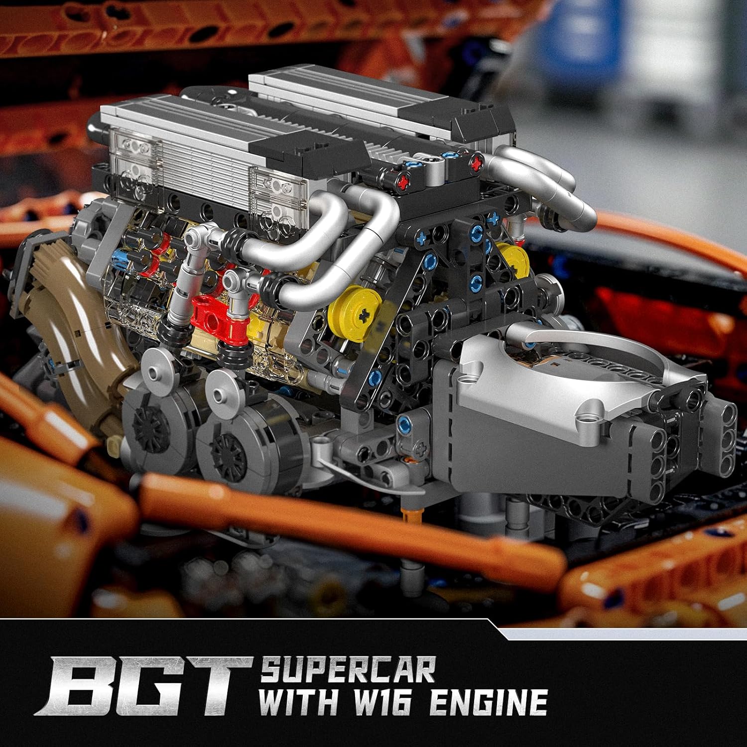 Technik W16 Motor Bausteine Spielzeug, 952 Stück Engine Klemmbausteine Bausatz Geschenk für Jungen Mädchen