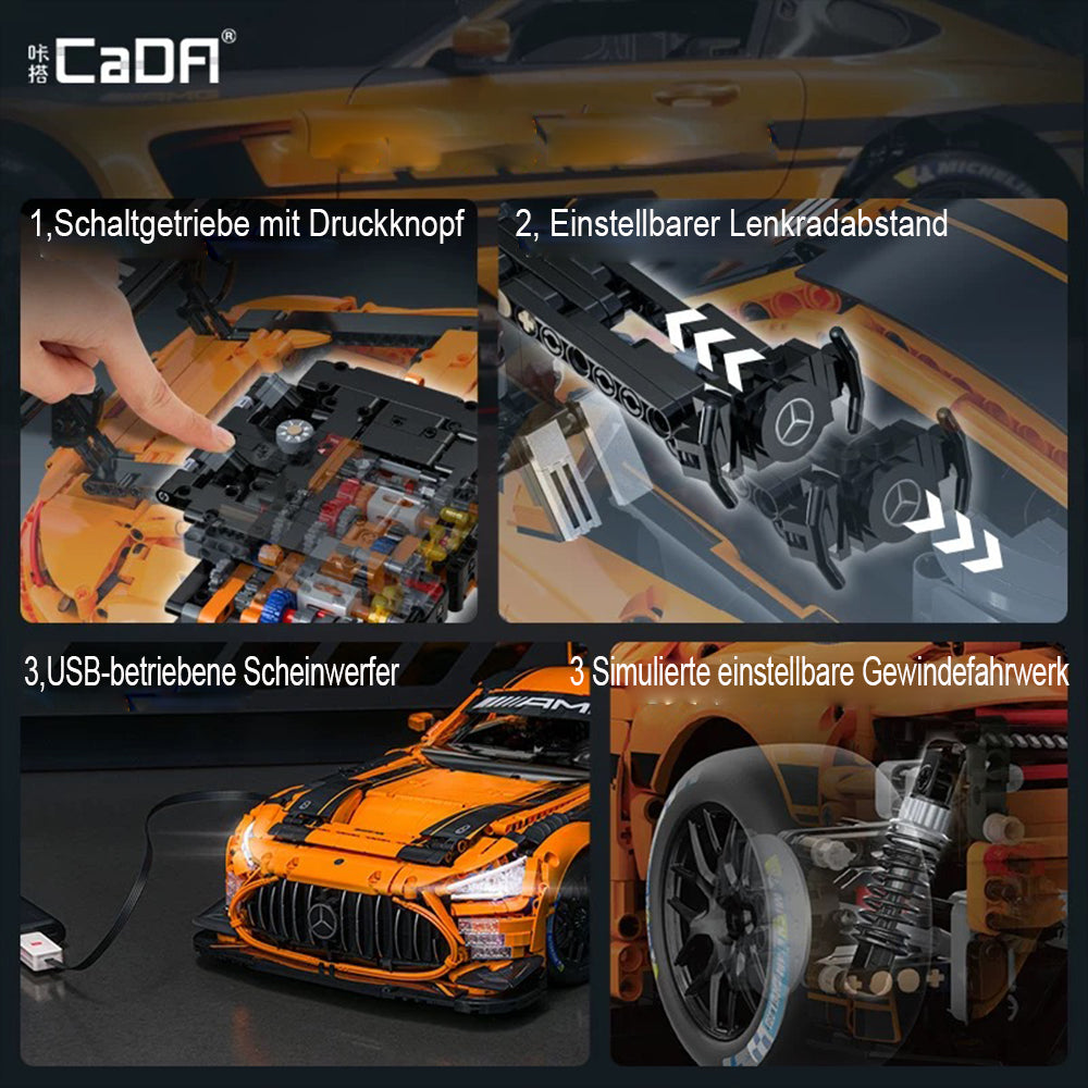 Mercedes AMG GT3, CaDA C64008W MOC Auto KIemmbausteine (5466 Teile)