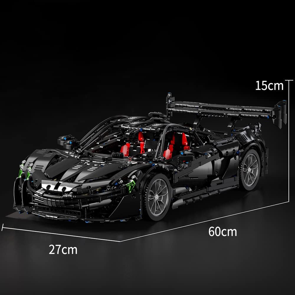 Technik 1:8 Mclaren P1 Black Warrior Sportwagen Klemmbausteine Bausatz mit 9 Motor, 3686 Teile Groß MOC Supercar Bausteine, Realistische Rennmodell-Sammlerstücke, Spielzeug Geschenke für Erwachsene