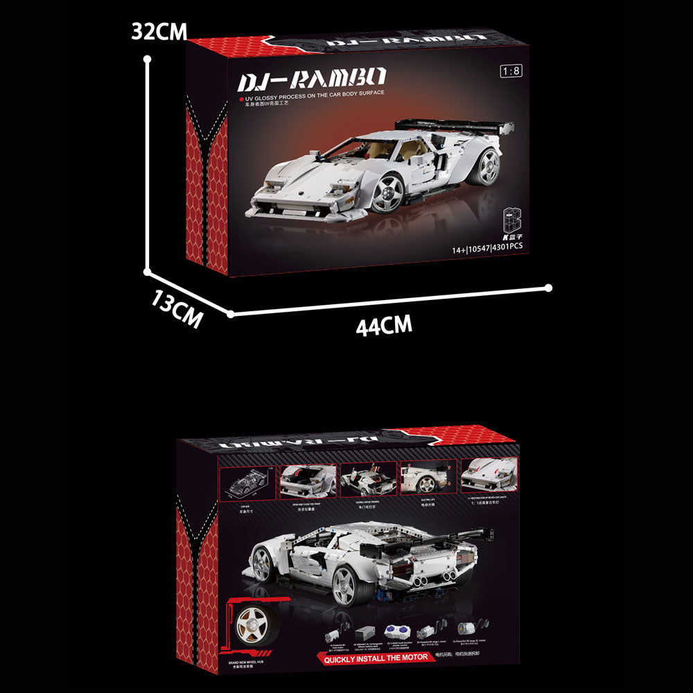 Technik Auto für Lamborghini Countach Hypercar, Technik Rennauto KIemmbausteine, Maßstab 1: 8 Modell, 4301 Teile