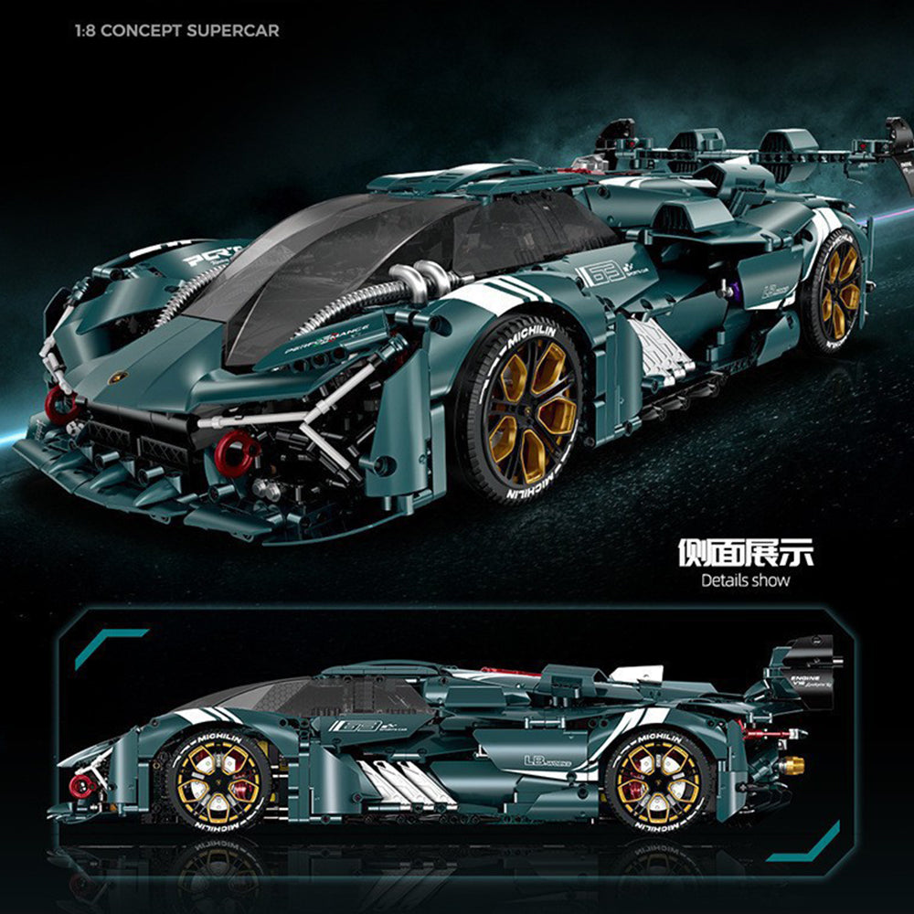 Technik Auto für Lamborghini Terzo Millennio Supercar, 3466+ Teile Technik Auto Modellbau, Technic Supersportwagen Modell Bausatz Kompatibel mit Technik Auto, K-10611