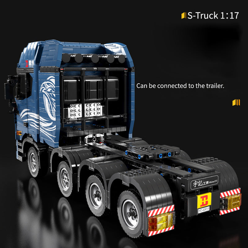 Technik LKW mit Anhänger, Iiebherr Bagger, 8591 Teile Technik LKW mit Anhanger, Technik RaupenBagger Bauset Kompatibel mit Lego Technik LKW Blau