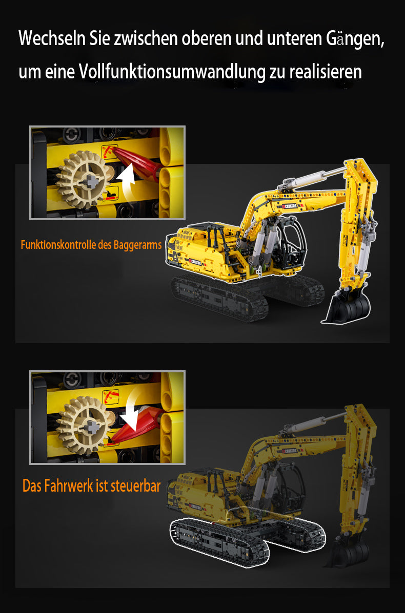 CADA C61082W Technik Bagger, 1797 KIemmbausteine Technik Raupenbagger Modell, im Maßstab 1: 20 Bausatz (MIT M0T0R)