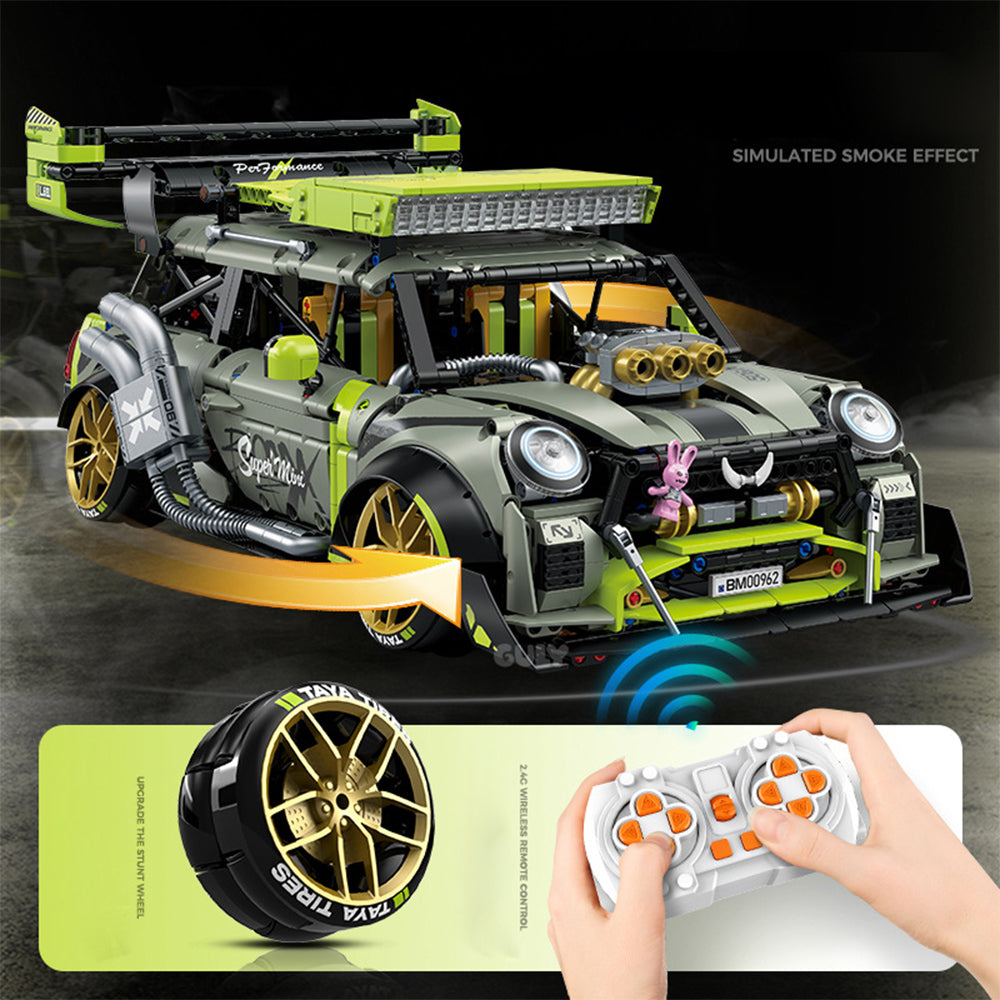 Technik Auto für BMW MINI Rennwagen, Mit 6 Motoren Set, Technik Auto 1:10 Groß Auto,2550 Teile Technik MOC Modellbau Kompatibel mit MINI Technik Auto
