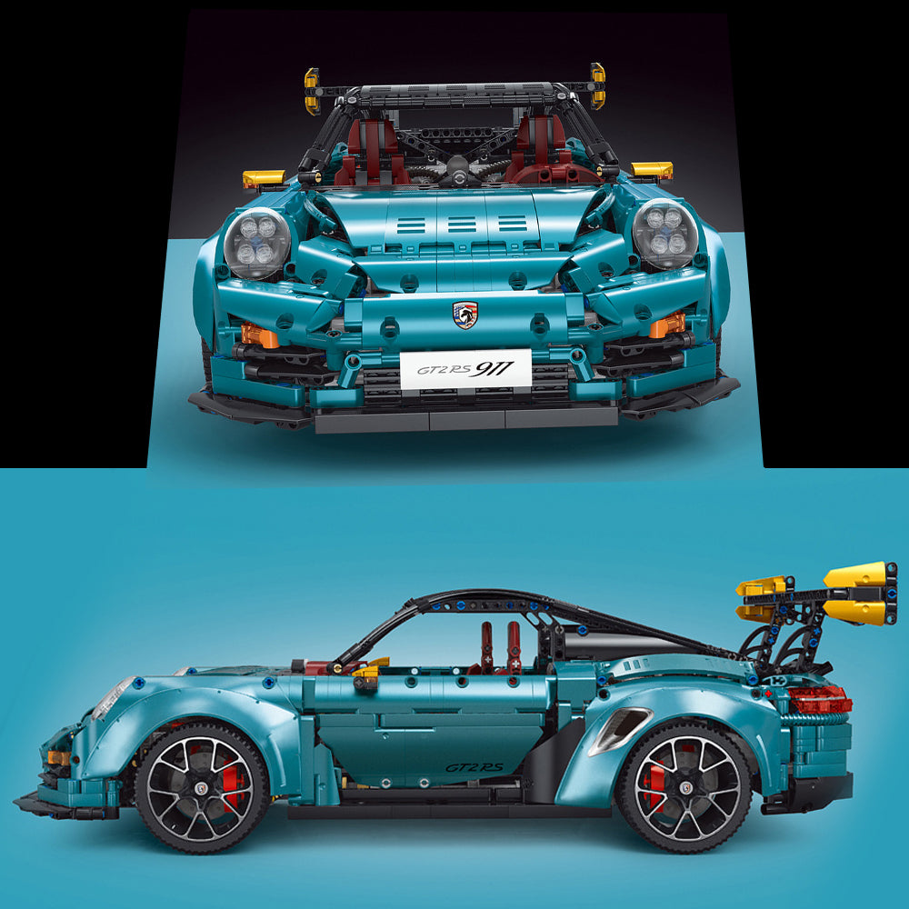 Technik 911 GT2-RS Sportwagen Auto Bausatz, TGL-T5026, 3389 Teile mit 5 Motoren Groß Ferngesteuert Technik Auto Klemmbausteine (Originalverpackung)