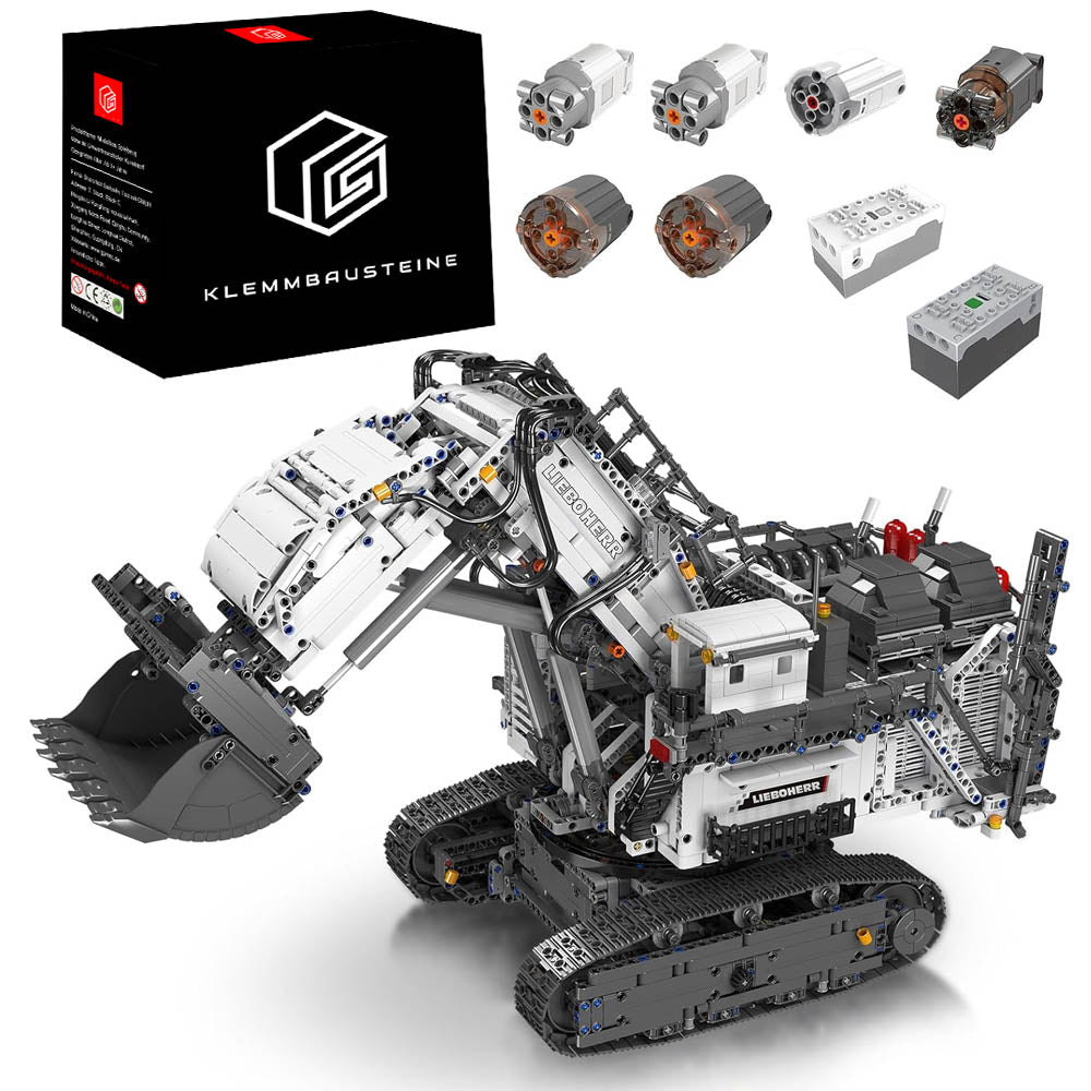 Technik Bagger Liebherr R 9800, 4460+ Teile Technik Bagger mit 6 Motoren, Riesiges Modell Klemmbausteine Bauset Kompatibel mit LEGO Technik Bagger