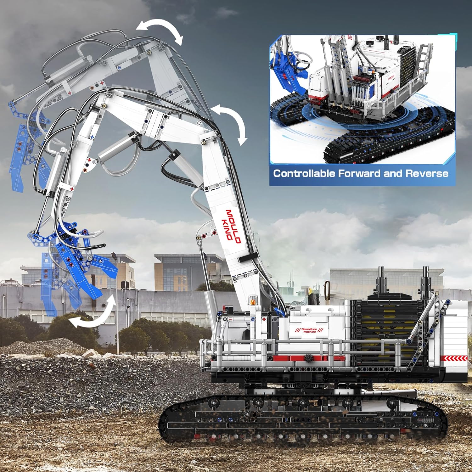 Mould King 17062 MOC Technik Ferngesteuert Abbruchkran APP Abbruchmaschine Klemmbausteine