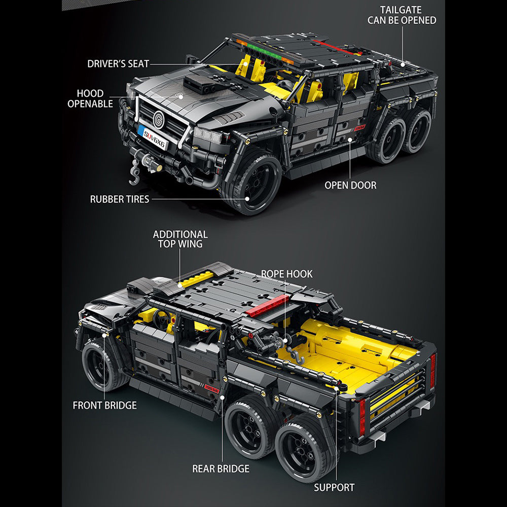 Technik Auto G700 Offroad 6x6 Auto, 2160+ Teile Technik Auto mit M0T0R, Technik Auto Offroader Bausatz MOC Auto KIemmbausteine