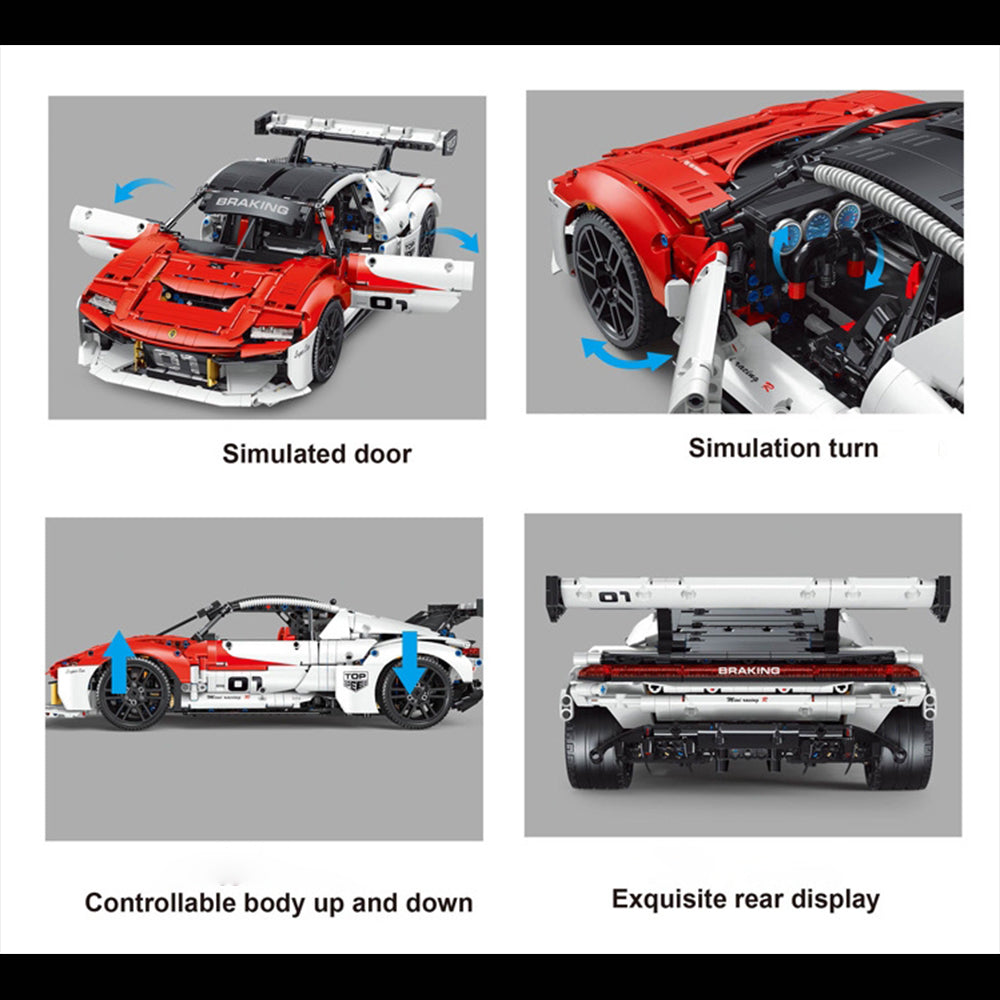 Technik Auto für Porsche Mission R Modell, 2459 Teile Technik Sportwagen Ferngesteuert Auto Motorisierte Modell, Custom Bausteine Kompatibel mit Lego Technik