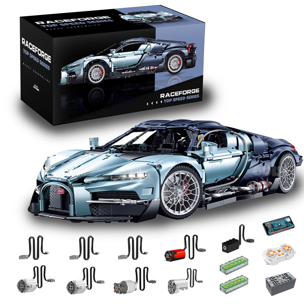 Technik Auto 1: 8 für Bugatti Chiron Hypercar, Groß Auto mit 5 Motoren Set, G10648 Technik Supercar ModeII Bausatz, 3719 TeiIe MOC Superauto ModeII, für Bugatti Chiron (Originalverpack)