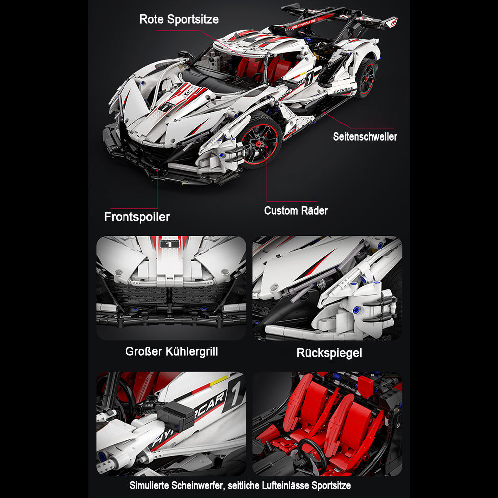 Technik Auto für Apollo IE, C61053W, 4449 Teile Technik Sportwagen Motorisierte Modell, Technik Ferngesteuert Auto Custom Bausteine Kompatibel mit Lego Technik