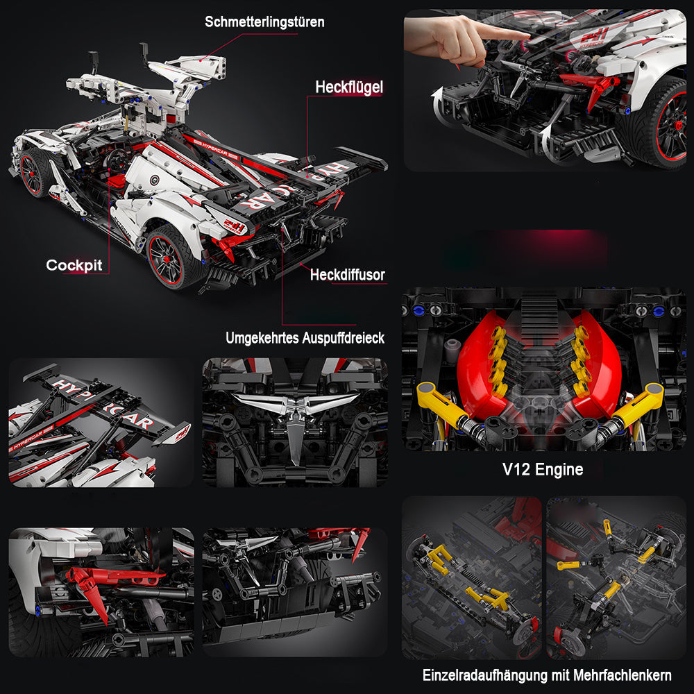 Technik Auto für Apollo IE, C61053W, 4449 Teile Technik Sportwagen Motorisierte Modell, Technik Ferngesteuert Auto Custom Bausteine Kompatibel mit Lego Technik