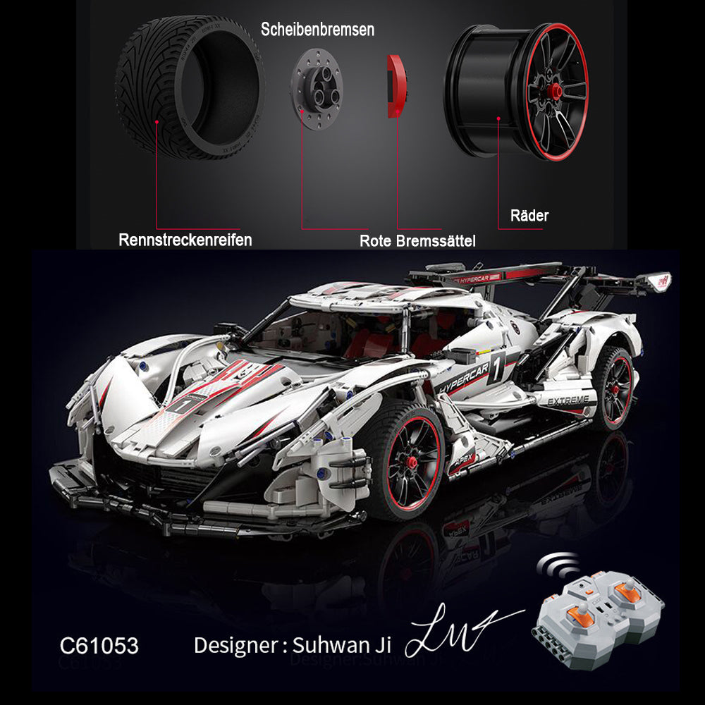 Technik Auto für Apollo IE, C61053W, 4449 Teile Technik Sportwagen Motorisierte Modell, Technik Ferngesteuert Auto Custom Bausteine Kompatibel mit Lego Technik