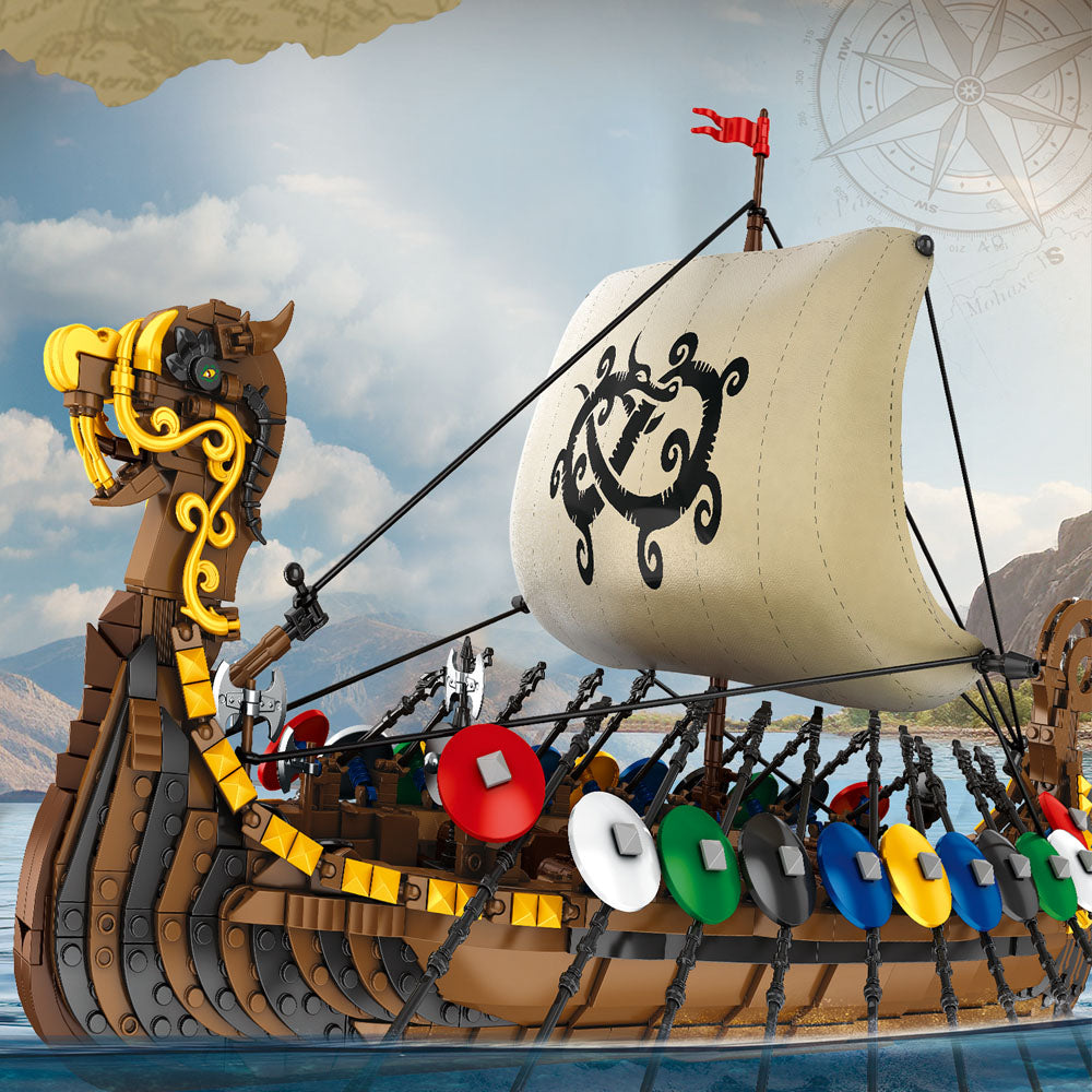 Piratenschiff 66101 für Langskip, 2700+ TeiIe Klemmbausteine SegeIschiff ModeII Piratenschiff groß ModeIbau für Langskip Bausatz