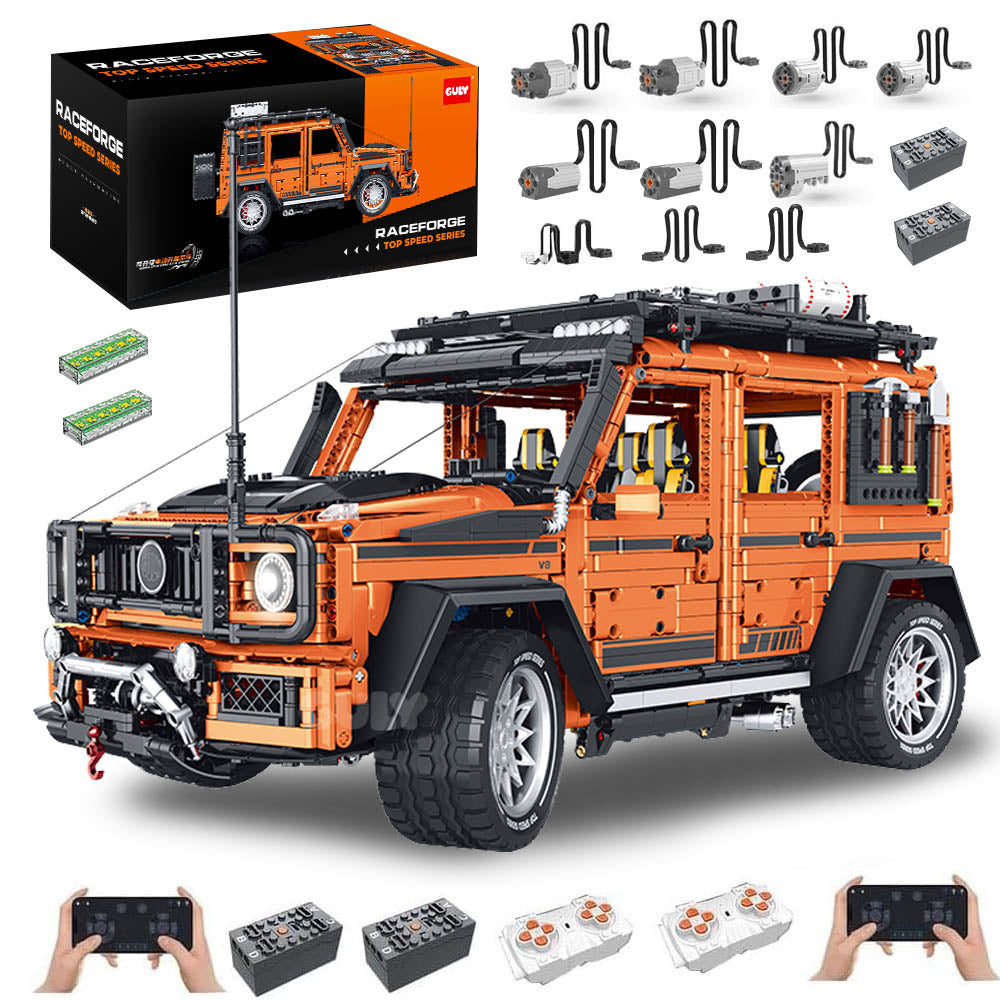 Technik Auto für AMG G63 4x4 Offroader, 3914+ Teile MOC G63 Geländewagen Bausatz mit 7 M0T0R, 1:8 KIemmbausteine für Kinder und Erwachsene