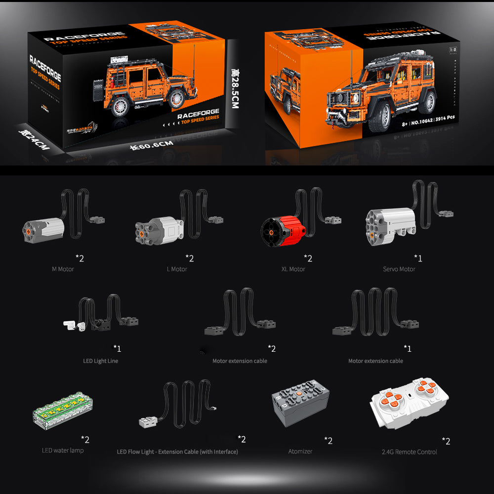 Technik Auto für AMG G63 4x4 Offroader, 3914+ Teile MOC G63 Geländewagen Bausatz mit 7 M0T0R, 1:8 KIemmbausteine für Kinder und Erwachsene