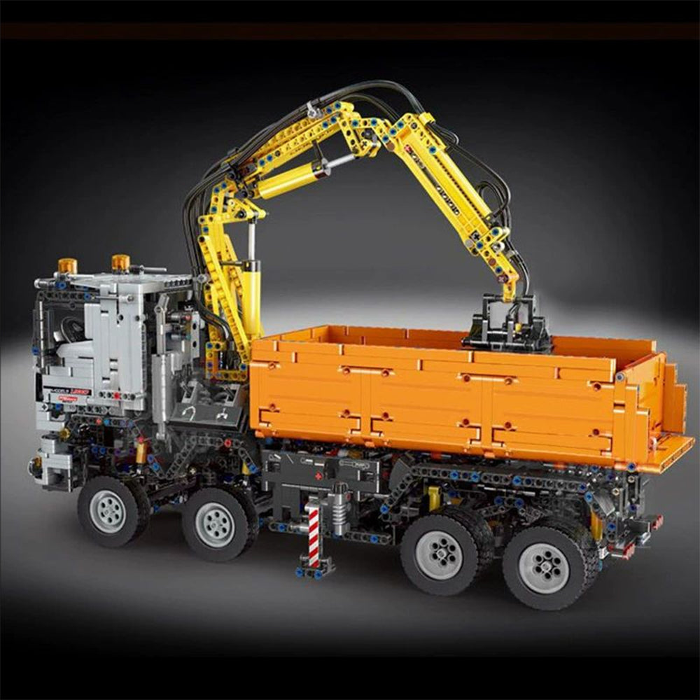 Technik Kranwagen 19007, Technik Kran Pneumatischer LKW Bausteine, Engineering Truck mit Fernsteuerung und Motoren, 2819 Teile groß MOC Fernbedienung Auto Klemmbausteine Bricks Spielzeug