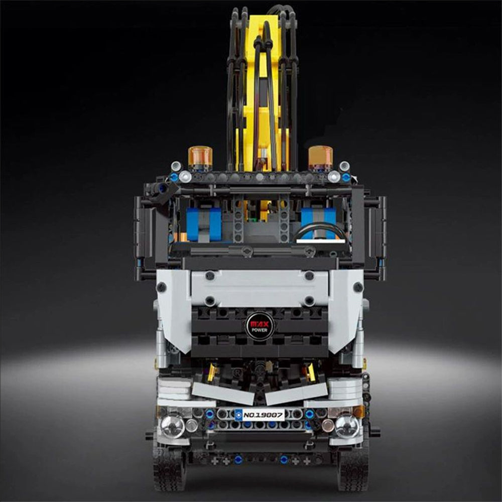 Technik Kranwagen 19007, Technik Kran Pneumatischer LKW Bausteine, Engineering Truck mit Fernsteuerung und Motoren, 2819 Teile groß MOC Fernbedienung Auto Klemmbausteine Bricks Spielzeug