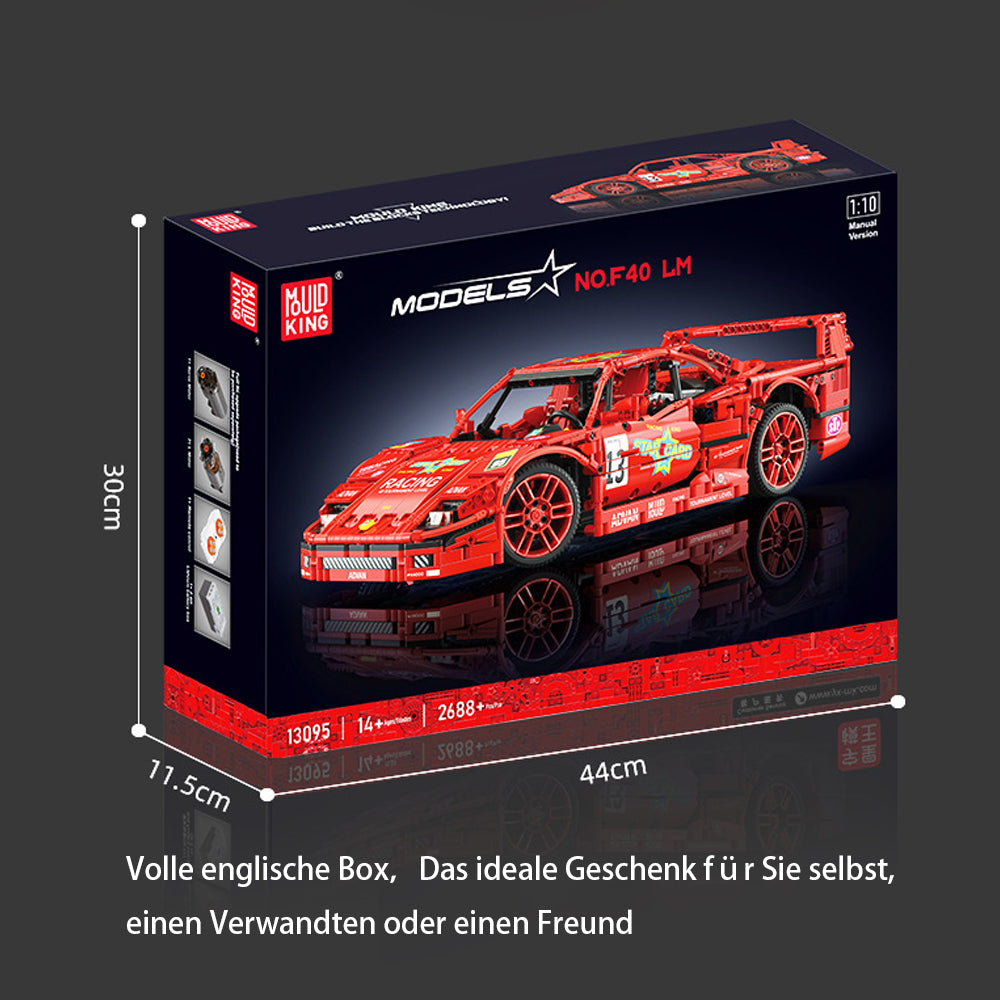 Technik Auto für Ferrari F40, 2688 Teile Technik Sportwagen Ferngesteuert Modell Klemmbausteine Bauset Kompatibel mit Lego Technik Auto
