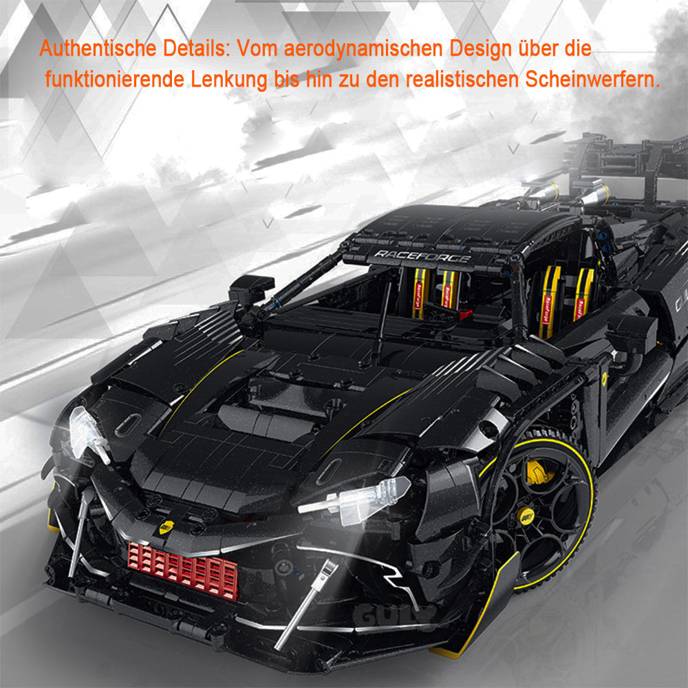Technik Auto 1: 8 für Ferrari 296 GTB Hypercar, Groß Auto mit 8 Motoren Set, G-10627 Technik Supercar ModeII Bausatz, 3729 TeiIe MOC Superauto ModeII (Originalverpack)