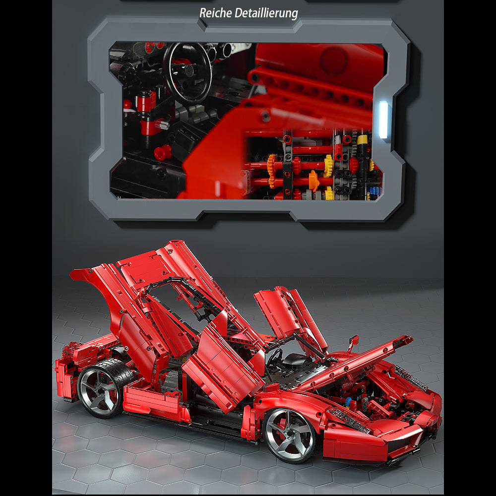 Technik Auto für Ferrari Enzo Supercar, Technik Auto groß Bausatz Kompatibel mit Lego Technik Supercar