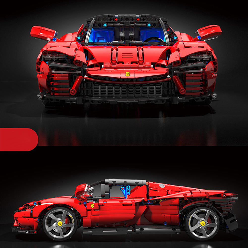 Technik Ferrari Daytona SP3, 1:10 roter Supersportwagen, Technik Ferngesteuert Auto Klemmbausteine Modellbau Kompatibel mit Lego Technik