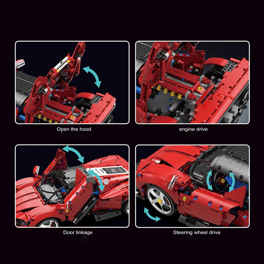Technik Ferrari Daytona SP3, 1:10 roter Supersportwagen, Technik Ferngesteuert Auto Klemmbausteine Modellbau Kompatibel mit Lego Technik