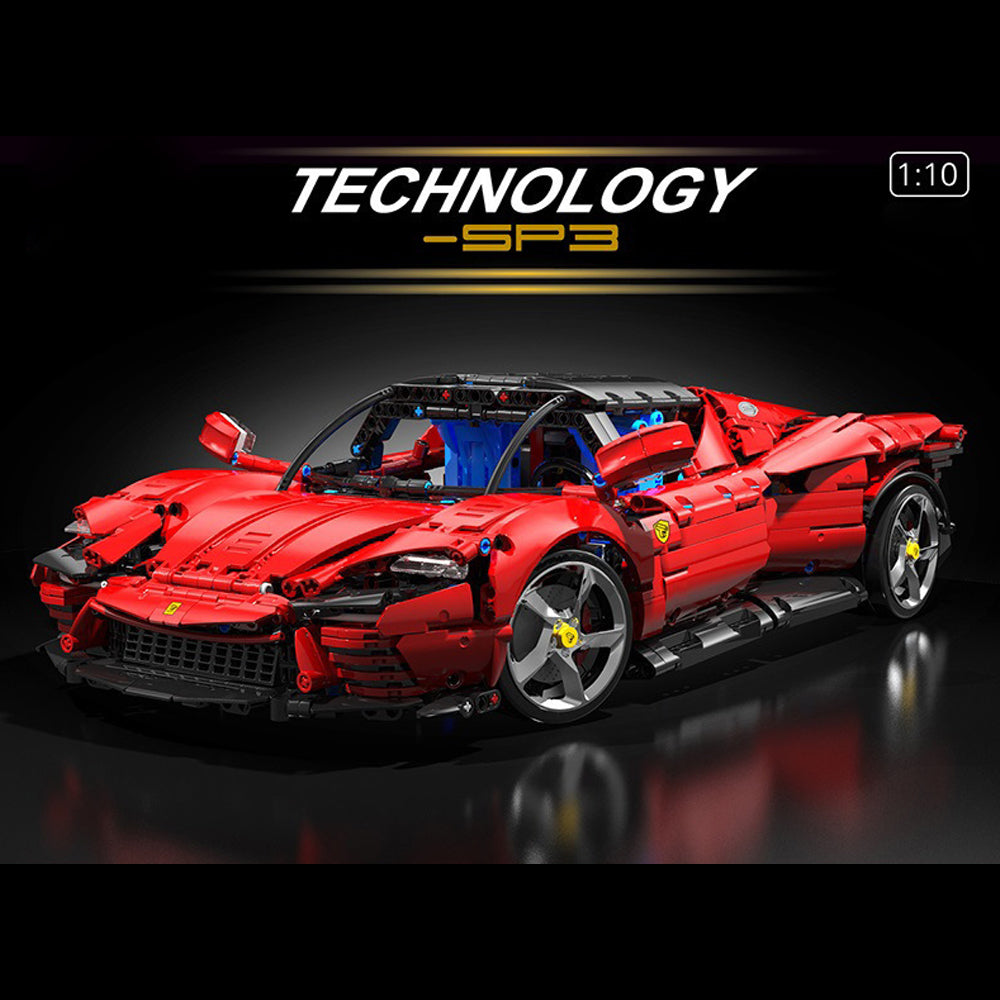 Technik Ferrari Daytona SP3, 1:10 roter Supersportwagen, Technik Ferngesteuert Auto Klemmbausteine Modellbau Kompatibel mit Lego Technik