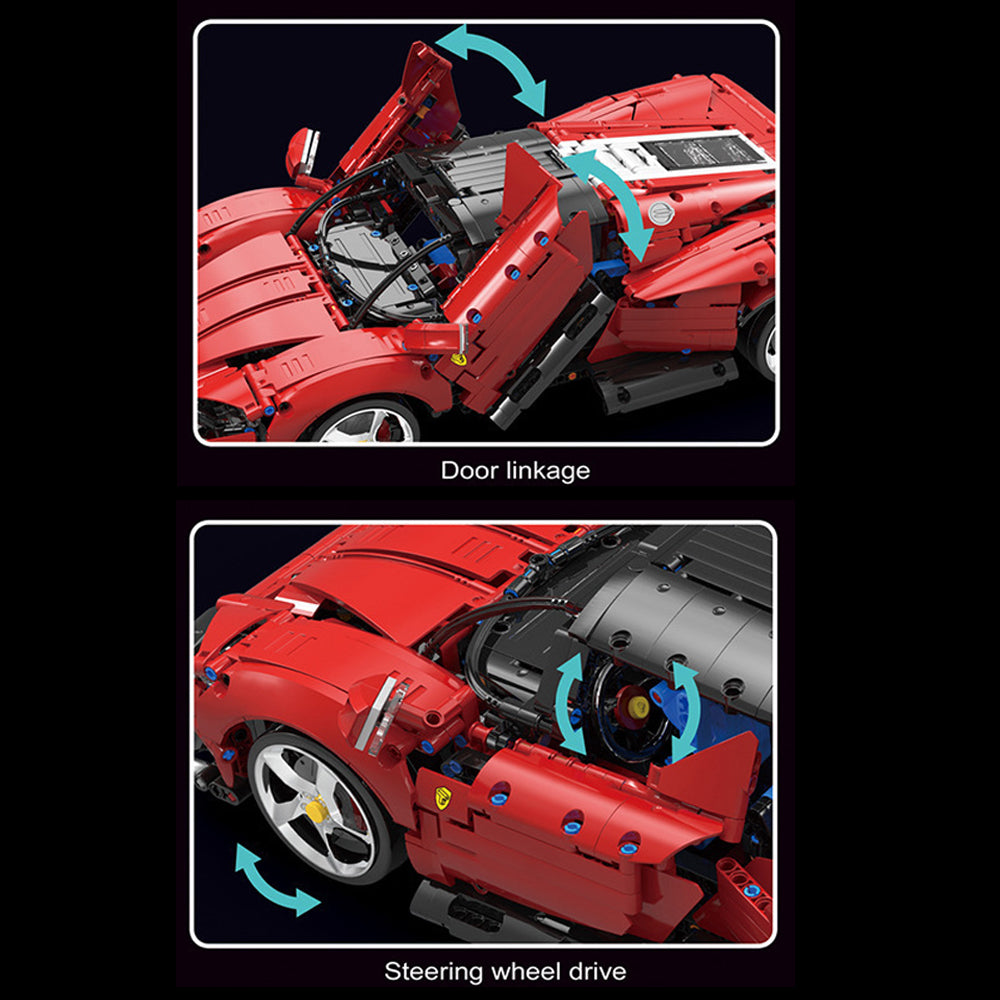 Technik Ferrari Daytona SP3, 1:10 roter Supersportwagen, Technik Ferngesteuert Auto Klemmbausteine Modellbau Kompatibel mit Lego Technik