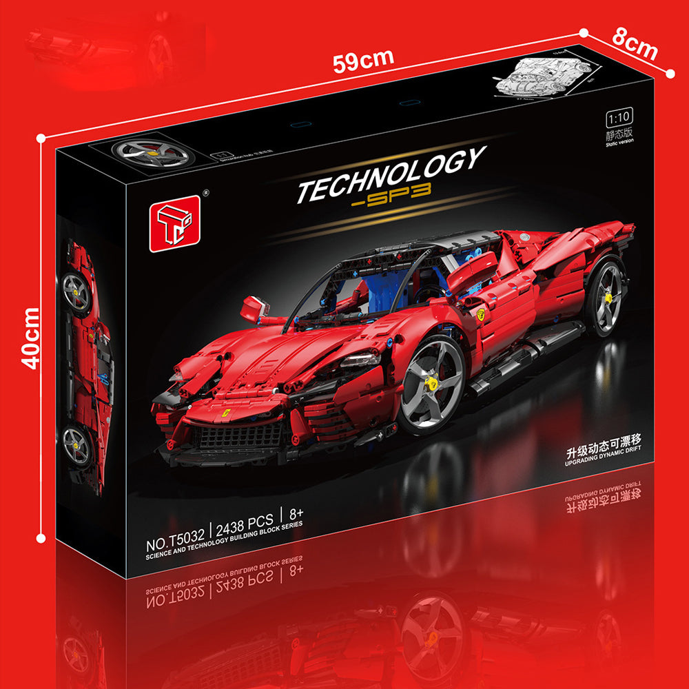Technik Ferrari Daytona SP3, 1:10 roter Supersportwagen, Technik Ferngesteuert Auto Klemmbausteine Modellbau Kompatibel mit Lego Technik