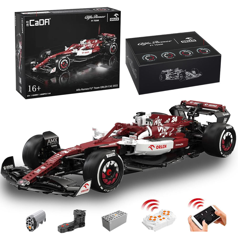 Technik F1 Auto für Alfa Romeo F1 Team Orlen C42 2022, 1:8 Groß F1 Auto Modellbausatz, 1868 Teile Klemmbausteine F1 Auto MOC Bausatz, CaDA C64005W