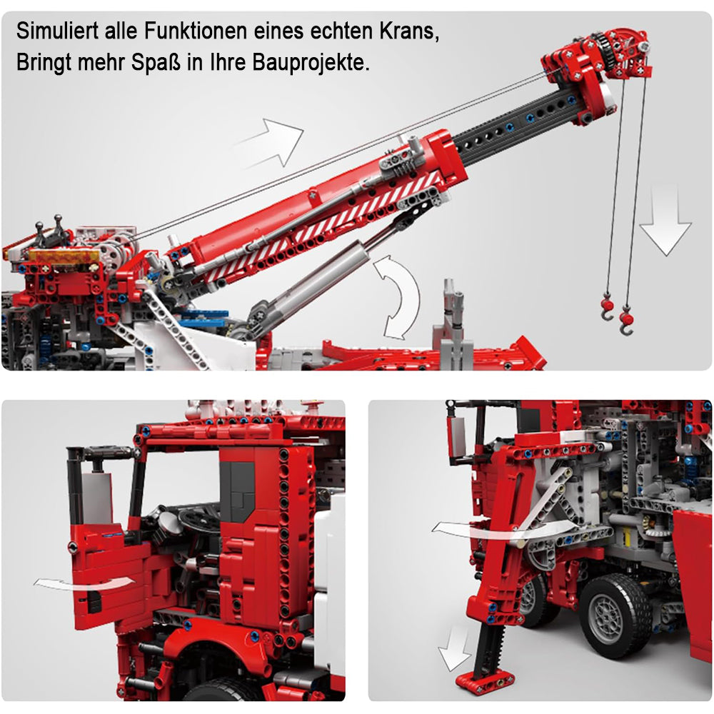 Mould King 17027D Technik Feuerwehrauto LKW mit 7 Motoren, 4880+ TeiIe MOC Technik LKW Feuerwehr Auto mit Kranarm Bausatz KIemmbausteine für Kinder und Erwachsene (Upgrade Version)