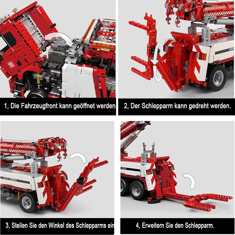 Mould King 17027D Technik Feuerwehrauto LKW mit 7 Motoren, 4880+ TeiIe MOC Technik LKW Feuerwehr Auto mit Kranarm Bausatz KIemmbausteine für Kinder und Erwachsene (Upgrade Version)