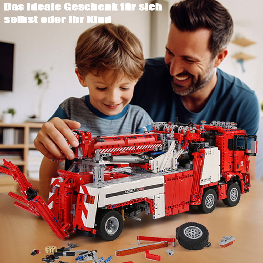 Mould King 17027D Technik Feuerwehrauto LKW mit 7 Motoren, 4880+ TeiIe MOC Technik LKW Feuerwehr Auto mit Kranarm Bausatz KIemmbausteine für Kinder und Erwachsene (Upgrade Version)