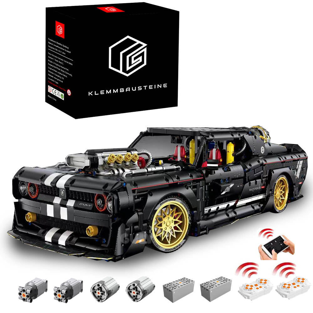 Technik Auto 1:8 Dodge Challenger Sportwagen Klemmbausteine Bausatz mit 6 Motor, 3686 Teile Groß MOC Supercar Bausteine, Realistische Rennmodell-Sammlerstücke, Spielzeug Geschenke für Erwachsene