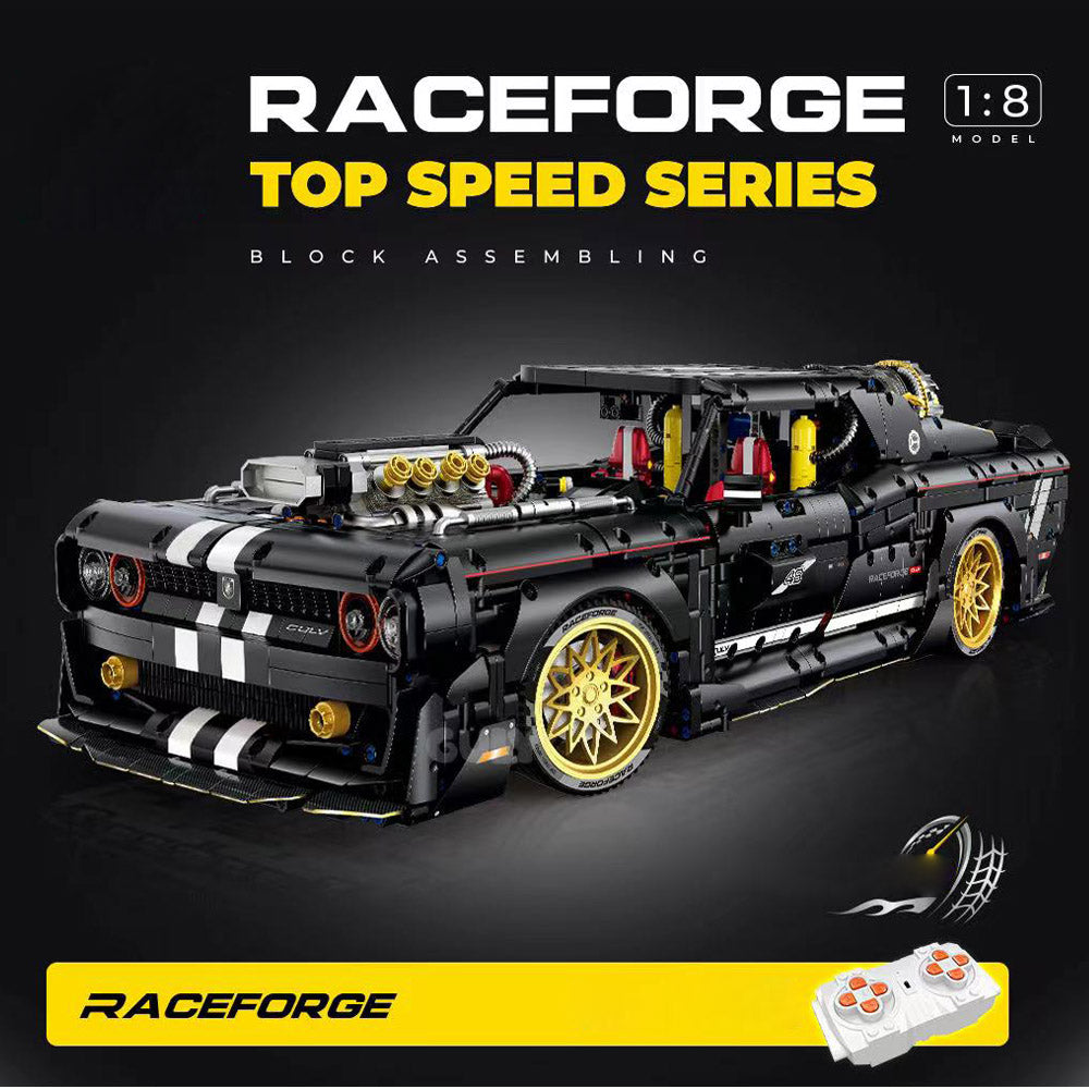 Technik Auto 1:8 Dodge Challenger Sportwagen Klemmbausteine Bausatz mit 6 Motor, 3686 Teile Groß MOC Supercar Bausteine, Realistische Rennmodell-Sammlerstücke, Spielzeug Geschenke für Erwachsene