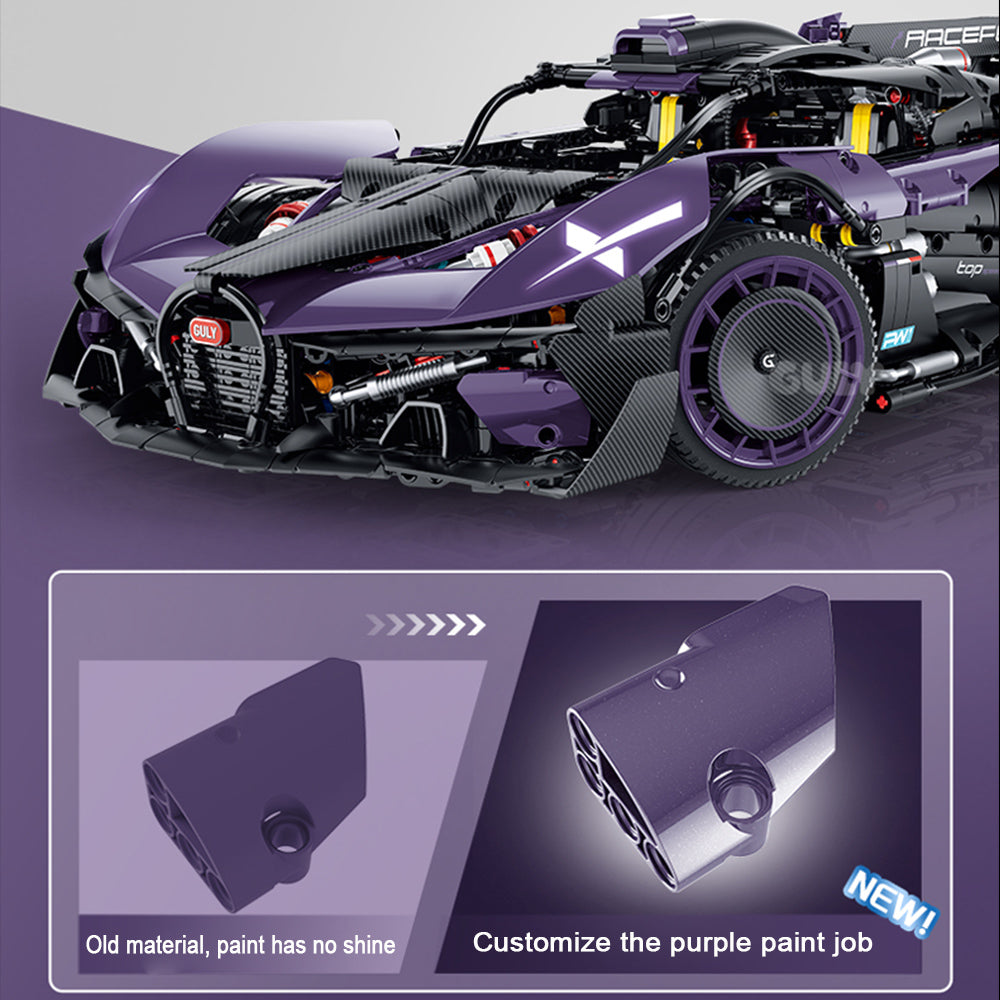 Technik Auto 1: 8 für Bugatti Bolide Supersportwagen, Groß Auto mit 6 Motoren Set, Technik Auto ModeII Bausatz, 3332 TeiIe MOC Superauto ModeII, für Bugatti Technik Auto