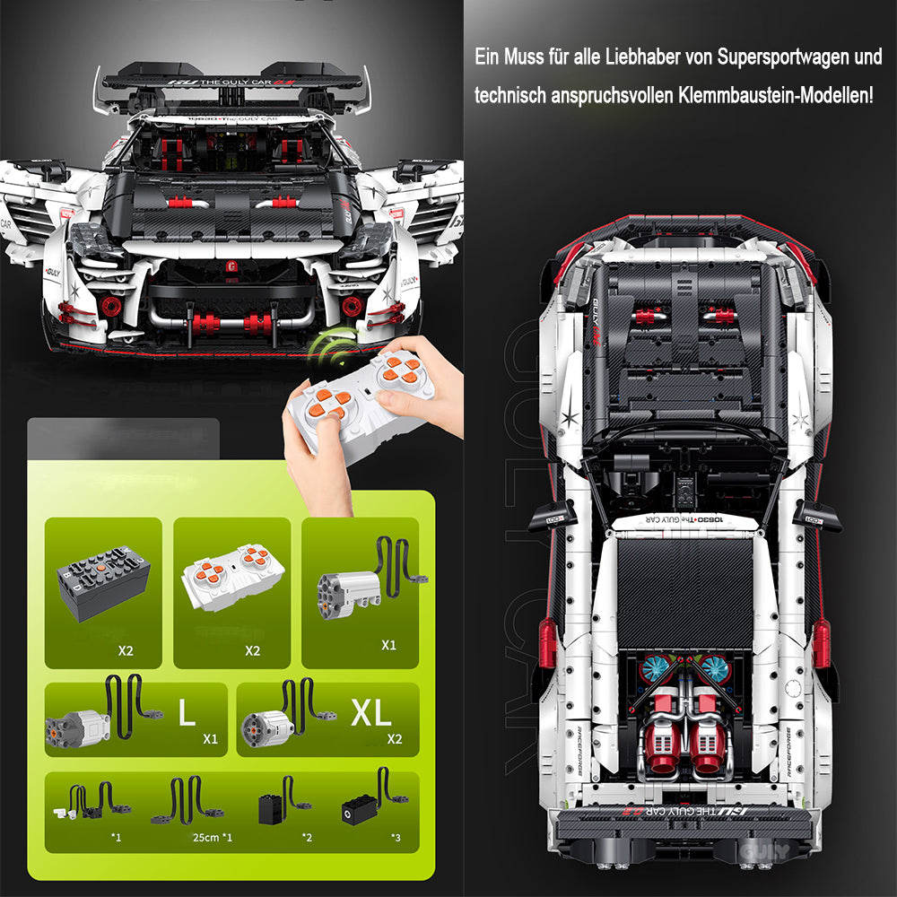 Technik Auto 1: 8 für Skyline GT-R Supercar, Groß Auto mit Motoren Set, Technik Auto ModeII Bausatz, 3939 TeiIe MOC Superauto ModeII, für Skyline GT-R Technik Auto
