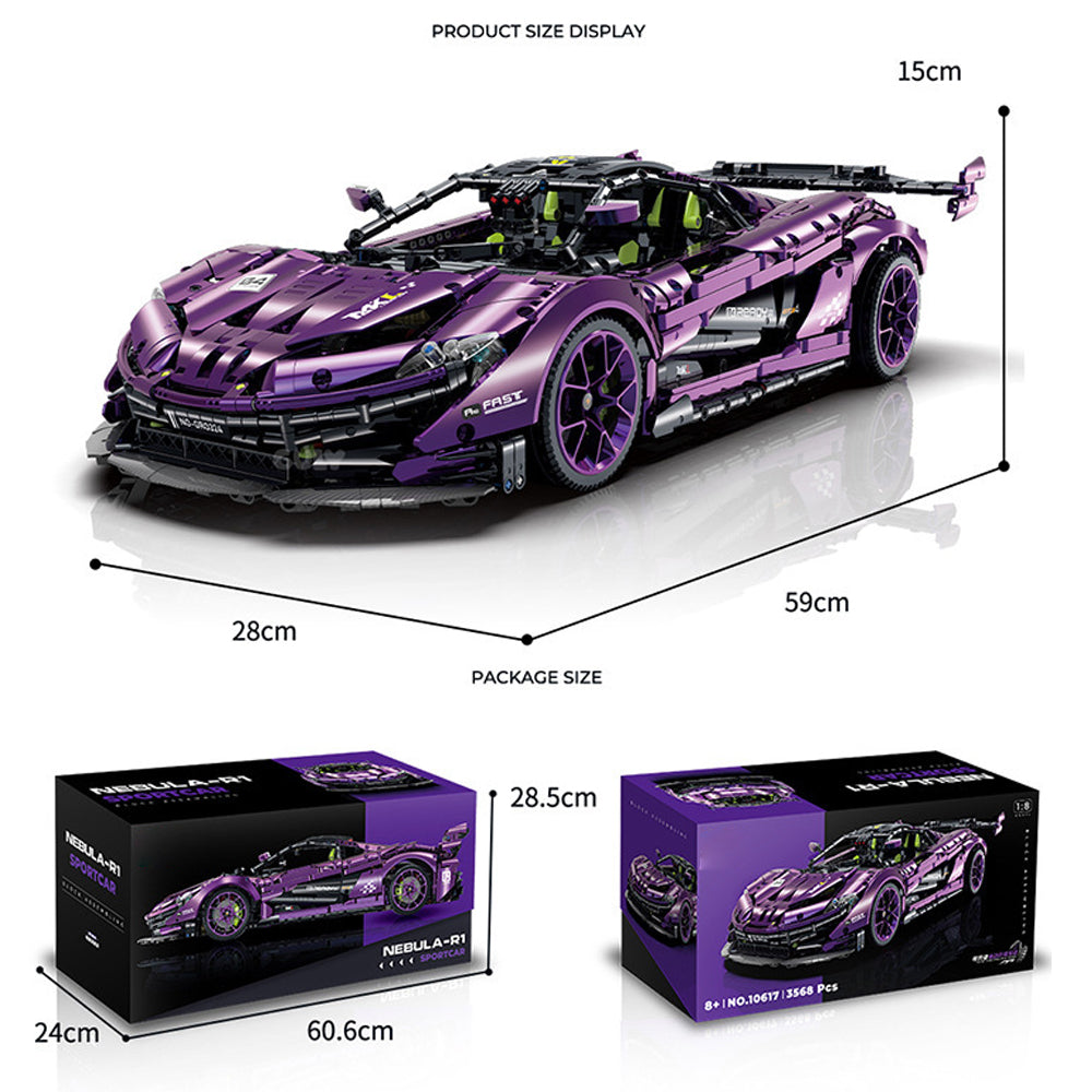 Technik Auto 1: 8 für Mclaren P1 GTR Hypercar, Technik Auto mit 6 M0T0REN Technik Auto Bausatz MOC Auto KIemmbausteine für Mclaren P1 Technik Auto, Originalverpackung