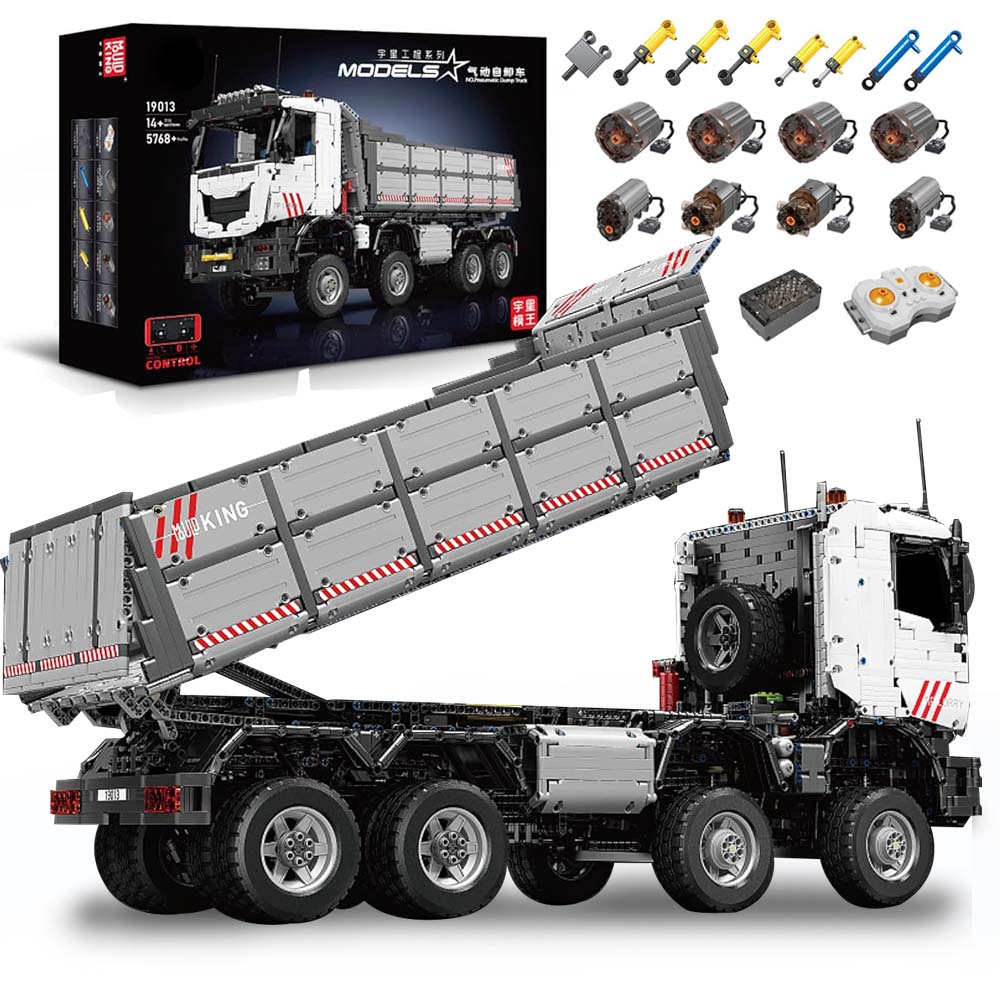 Technik LKW Kipper, 5768 Teile Technik MK19013 Technik Pneumatik LKW Kipper, 8 M0T0R, Technik Auto Bausatz MOC LKW KIemmbausteine Kompatibel mit Iego Technik LKW